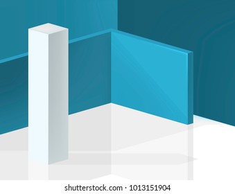 3D Abstract Clean Empty Room Interior with a Modern Design with Soft Shadows . Isolated Vector Elements