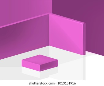 3D Abstract Clean Empty Room Interior with a Modern Design with Soft Shadows . Isolated Vector Elements