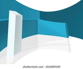 3D Abstract Clean Empty Room Interior with a Modern Design with Soft Shadows . Isolated Vector Elements