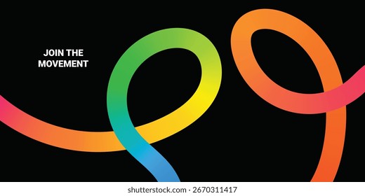 3D Abstract Color Lines Pattern. Vector Background with Rainbow Gradient Ribbon Waves