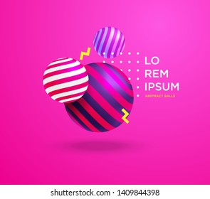 3D Abstract colorful balls background, cover, layout illustration