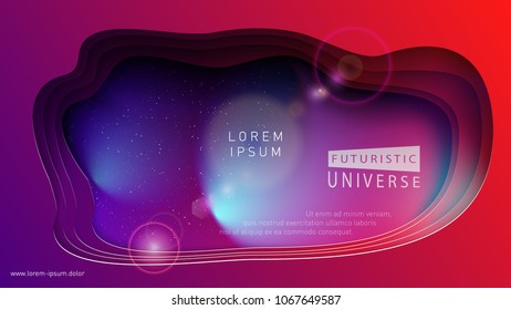 3D Abstract colorful space background. Abstract futuristic hyperspace universe on neon background. Eps10 vector. Paper art