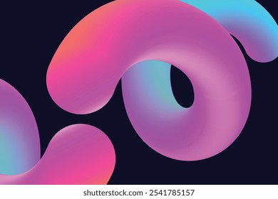 3d abstract colorful twisted liquid shapes background