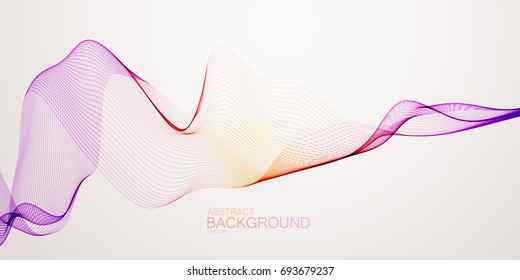 3D abstract colorful wireframe wave. Turbulent air flow. Creative vector illustration. Abstract background. Cover design template.