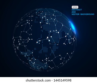 3D abstract concept earth, internet and blockchain concept, the significance of internationalization and globalization