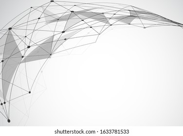 3D Abstract connecting dots and lines. Low Poly Connection science structure background. Vector illustration