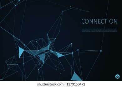 3d abstract connection background and science color neon background with copy. Plexus digital wallpaper. Business presentation concept. Virtual reality and artificial intelligence. Vector illustration