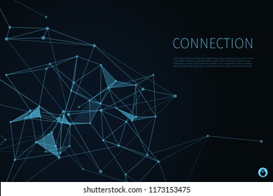 3d abstract connection background and science color neon background with copy. Plexus digital wallpaper. Business presentation concept. Virtual reality and artificial intelligence. Vector illustration