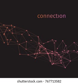 3d abstract connection background and science color neon background with space for copy. Plexus digital wallpaper. Business presentation concept. Medical structure and artificial intelligence
