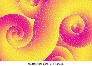 3d abstract Cover. Yellow Purple Graphic Wallpaper. Colorful Snail Background. Vibrant Motion. Vector