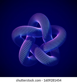 3D abstract creative background or decoration element. Abstract geometric star. Information technology, modern science or big data and artificial intelligence concept. EPS10, vector illustration.
