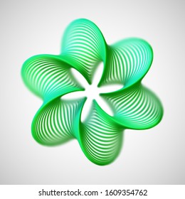 3D abstract creative background or decoration element. Digital green flower on white background. Concept of futuristic art and modern technologies. EPS10, vector illustration.