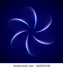 3D abstract creative background or decoration element. Digital blue flower. Concept of future art. Big data, artificial intelligence or information technology background. EPS 10, vector illustration.