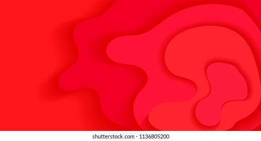 3D Abstract Creative Paper Cut Style Background. Minimal Red Paper Cut Graphic Design. Concept. For Graphic, Banners, Presentations, Wallpaper, Reports. Vector Illustration. Eps10