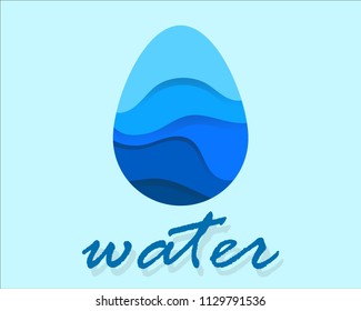3D Abstract Creative Waterdrop Paper Cut Style Background. Minimal Water Graphic Design. Ecology Concept. Design Concept For Graphic, Banners, Presentations, Wallpaper, Reports. Vector Illustration. 