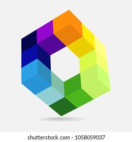 3d abstract cube design on white background. Vector.