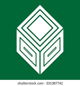 3d abstract cube symbol on colored background