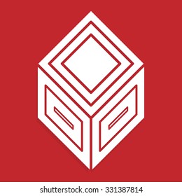 3d abstract cube symbol on colored background