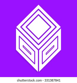 3d abstract cube symbol on colored background
