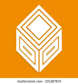 3d abstract cube symbol on colored background