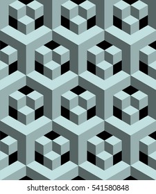 3D abstract Cubes, seamless pattern illustration vector