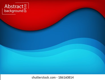 3D Abstract curve overlap on blue and red background used for web design.EPS 10 format