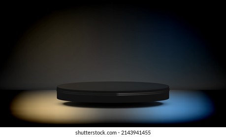 3D Abstraktes, dunkles, rundes Podium mit Licht. EPS10-Vektorgrafik