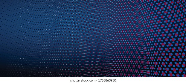 3D fondo azul oscuro abstracto con puntos diseño vectorial, tema tecnológico, flujo de puntos dimensionales en perspectiva, grandes datos, nanotecnología.