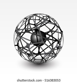 3d abstract dark color circle with ball center