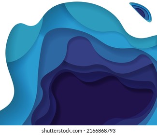 3d abstract deep blue background with paper cut shapes. Modern vector layout design for business presentations, flyers, posters. Shadow box wave tunnel illustration 