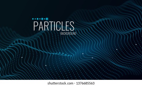 3d abstract digital technology background. Futuristic sci-fi user interface concept with gradient dots and lines. Big data, artificial intelligence, music hud. Blockchain and cryptocurrency. Vector