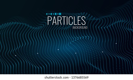 3d abstract digital technology background. Futuristic sci-fi user interface concept with gradient dots and lines. Big data, artificial intelligence, music hud. Blockchain and cryptocurrency. Vector