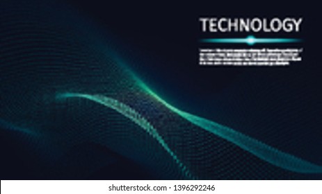 3d abstract digital technology background. Futuristic sci-fi user interface concept with gradient dots and lines. Big data, artificial intelligence, music hud. Blockchain and cryptocurrency. Vector