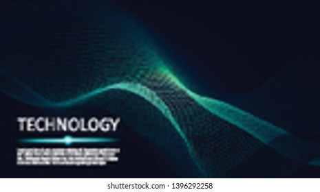 3d abstract digital technology background. Futuristic sci-fi user interface concept with gradient dots and lines. Big data, artificial intelligence, music hud. Blockchain and cryptocurrency. Vector