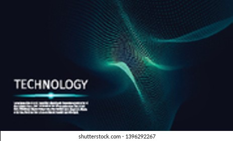 3d abstract digital technology background. Futuristic sci-fi user interface concept with gradient dots and lines. Big data, artificial intelligence, music hud. Blockchain and cryptocurrency. Vector