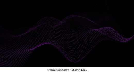 3d abstract digital technology background. Futuristic sci-fi user interface concept with gradient dots and lines. Big data, artificial intelligence, music hud. Blockchain and cryptocurrency