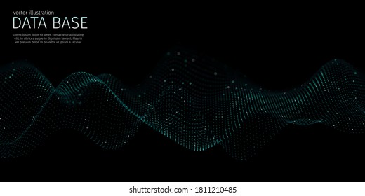 3d abstract digital technology background. Futuristic sci-fi user interface concept with gradient dots and lines. Big data, artificial intelligence, music hud. Blockchain and cryptocurrency. Vector