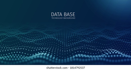 3d abstract digital technology background. Futuristic sci-fi user interface concept with gradient dots and lines. Big data, artificial intelligence, music hud. Blockchain and cryptocurrency. Vector
