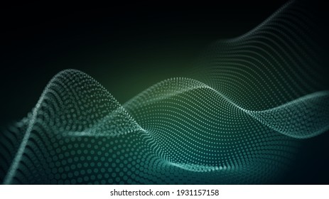3d abstract digital technology background. Futuristic sci-fi user interface concept with gradient dots and lines. Big data, artificial intelligence, music hud. Blockchain and cryptocurrency. Vector