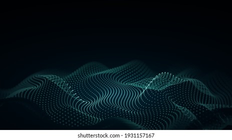 3d abstract digital technology background. Futuristic sci-fi user interface concept with gradient dots and lines. Big data, artificial intelligence, music hud. Blockchain and cryptocurrency. Vector