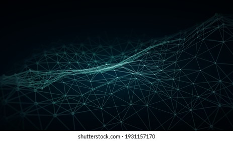 3d abstract digital technology background. Futuristic sci-fi user interface concept with gradient dots and lines. Big data, artificial intelligence, music hud. Blockchain and cryptocurrency. Vector