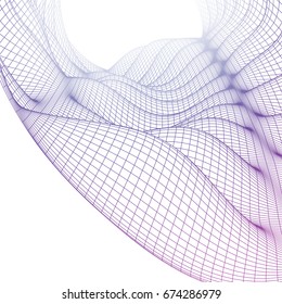 3D abstract digital wave mesh. Futuristic vector concept. Technology background.