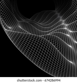 3D abstract digital wave mesh. Futuristic vector concept. Technology background.
