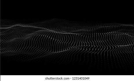 3D abstract digital wave particles. Futuristic vector illustration. Abstract background.