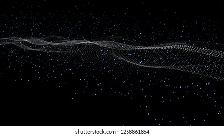 3D abstract digital wave particles. Futuristic vector illustration. Abstract background. - Vector