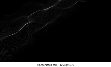 3D abstract digital wave particles. Futuristic vector illustration. Abstract background. - Vector