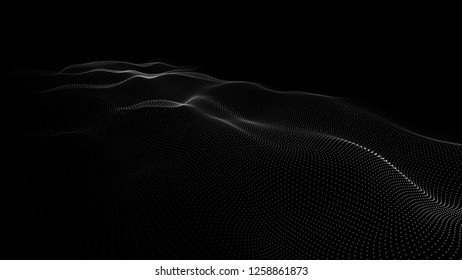 3D abstract digital wave particles. Futuristic vector illustration. Abstract background. - Vector