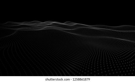 3D abstract digital wave particles. Futuristic vector illustration. Abstract background. - Vector