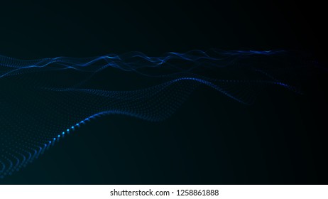 3D abstract digital wave particles. Futuristic vector illustration. Abstract background. - Vector