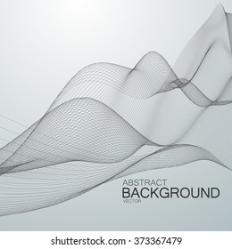 3D abstract digital wave of particles and wireframe. Futuristic vector illustration. HUD element. Technology concept. Abstract background